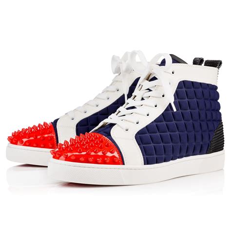 Christian louboutin Lou Spikes Neoprene High-Top Sneakers in Blue for ...