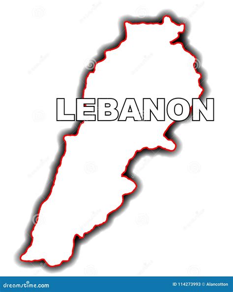 Outline Map of Lebanon stock vector. Illustration of drawing - 114273993