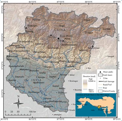 Koshi River Basin District Map | Download Scientific Diagram