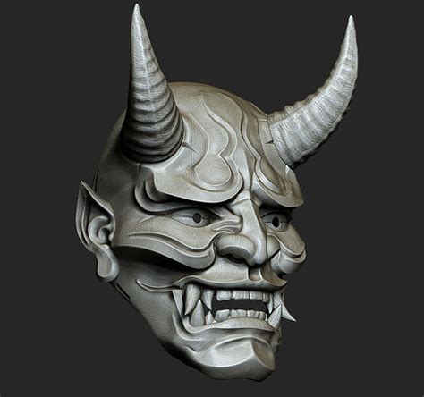 Traditional Japanese Hannya Mask Oni Mask Samurai Mask 3D model 3D ...