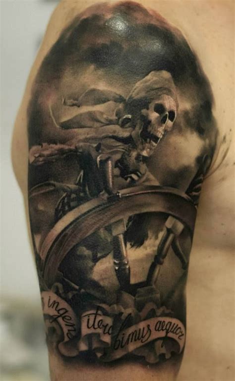 Skeleton pirate tattoo on shoulder - Tattooimages.biz