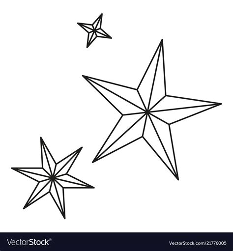 Line art black white christmas stars Royalty Free Vector