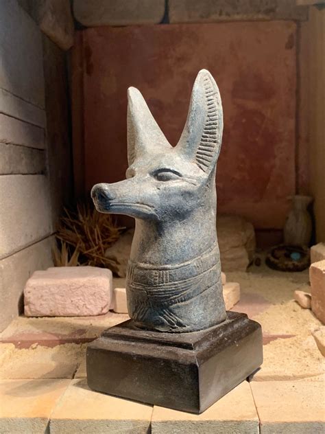 Egyptian statue / art - Anubis bust replica Mummification god - Jackal sculpture