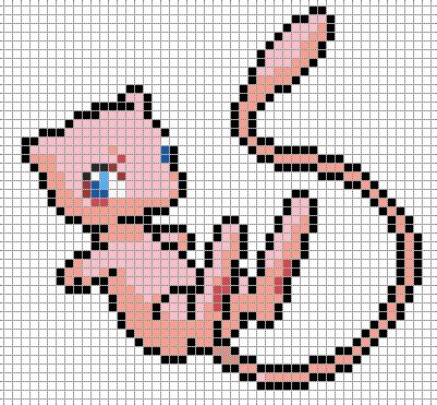 Mew Grande Plantilla | Pixel art templates, Minecraft pixel art ...