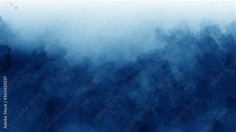 Abstract blue watercolor background painting, dark blue abstract ocean waves and spray in ...