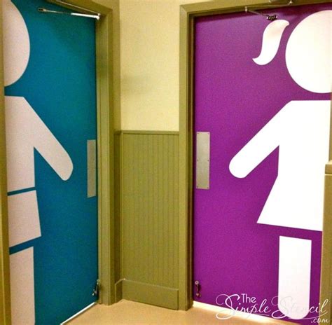 Girl & Boy Restroom Door Decal Stencils | No Read Bathroom Sign | School bathroom, Bathroom ...