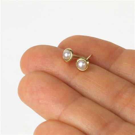 Small pearl earrings gold pearl earrings pearl stud earrings | Etsy