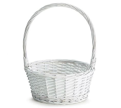 White Wicker Basket With Handle