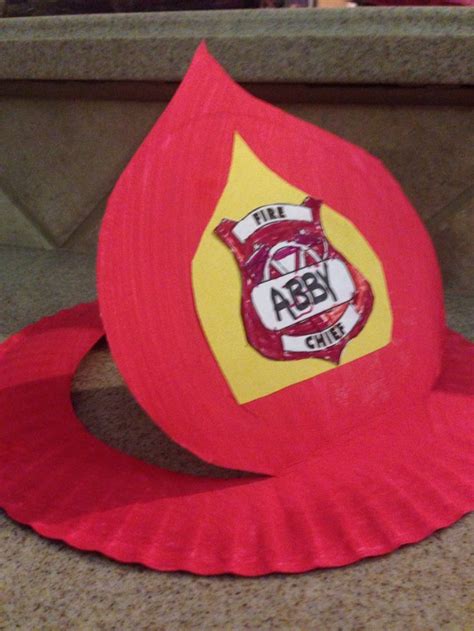 Fireman hat from paper plate | Firefighter crafts, Fireman crafts, Fireman hat