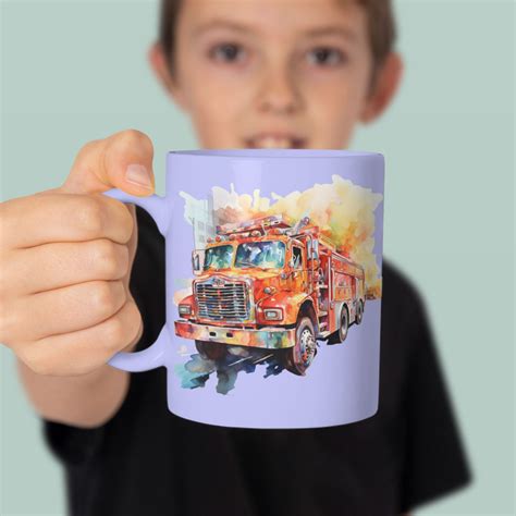 Watercolor Fire Truck Clipart, Fire Truck Png, Fire Truck Print, Boys ...