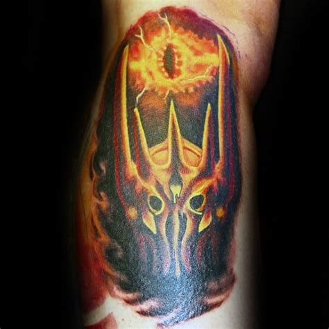 30 Eye Of Sauron Tattoo Designs For Men - Lord Of The Rings Ideas