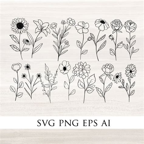 Flower bundle svg floral bundle svg Bouquet svg bundle hand | Etsy