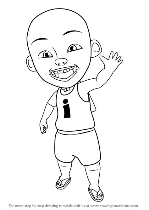 Step by Step How to Draw Ipin from Upin & Ipin : DrawingTutorials101.com