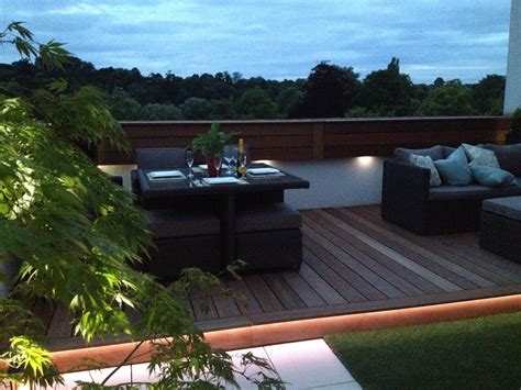 Flexi LED strip light set into underside of deck | Strip lighting, Garden makeover, Hardwood decking