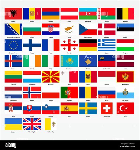 Set of flags of all countries of Europe. Vector illustration Stock ...