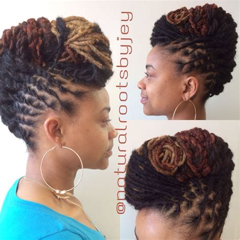 #loc updo with color - long locs | Locs hairstyles, Hair styles, Loc updo