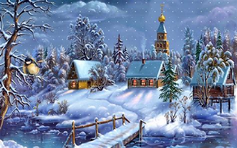 3840x2160 resolution | white snowy village art HD wallpaper | Wallpaper ...