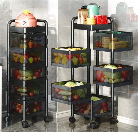 Multi- Layer Rotating Kitchen Storage Rack with Universal Wheels – good ...