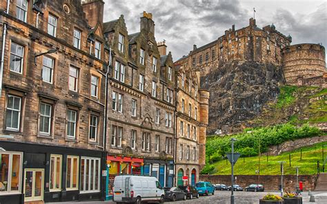 Picture Scotland Edinburgh Castle Castles Street Houses 3840x2400