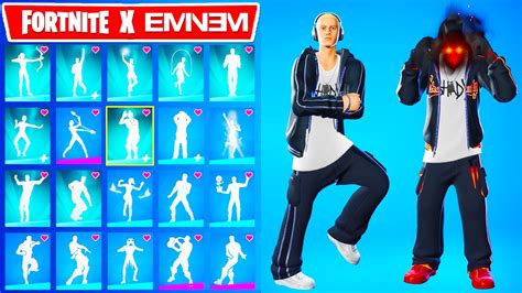 Fortnite EMINEM Skin Showcase with Icon Series Emotes & Legendary Dances (Slim Shady, Mask Up ...