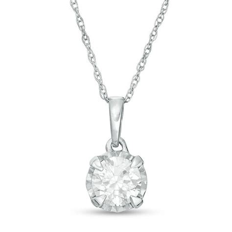 1/2 CT. Diamond Solitaire Pendant in 10K White Gold | Zales