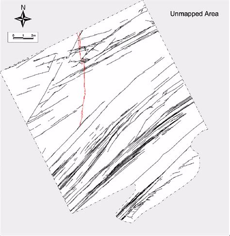 Detailed fracture map showing the fracture network at the studied ...