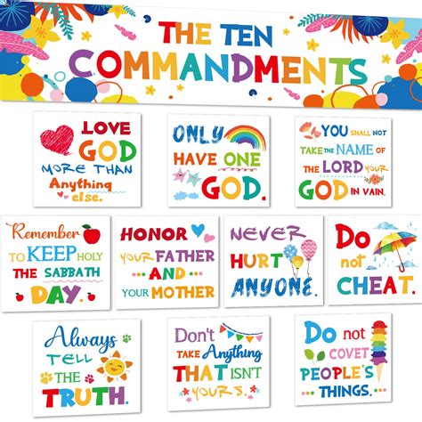 Buy Ten Commandments Bulletin Board s for Classroom Decorations Christian Bible Verse Banner ...