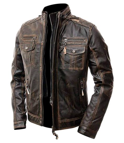 Cafe Racer Distressed Brown Leather Motorcycle Jacket | XtremeJackets