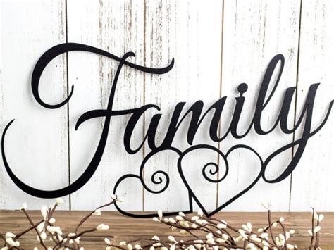 Family Metal Wall Art Hearts Family Sign Metal Sign