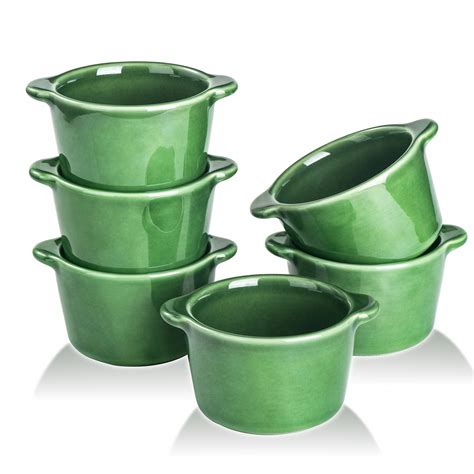 VICRAYS Creme Brulee Ramekins Ceramic Bowls - Mini Custard Cups 6 oz oven Safe Bowls Souffle ...
