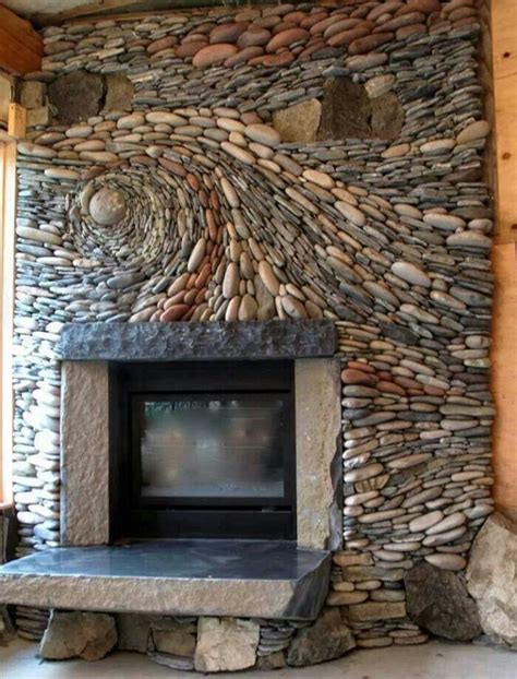 Sooo cool! | Rock fireplaces, River rock fireplaces, Stone fireplace