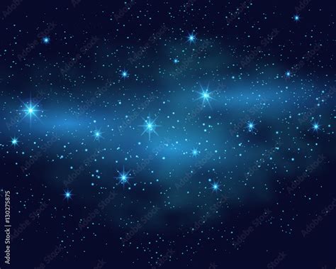 Cosmic space dark sky background with blue bright shining stars nebula ...