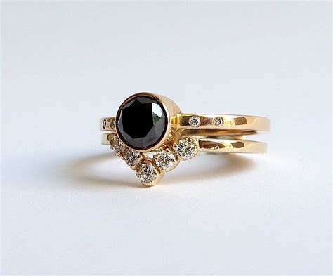 Black Diamond Ring, Solitaire Engagement Ring, Solitaire Black Diamond ...