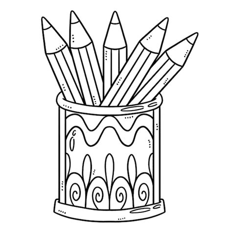 Premium Vector | Pencils in cup isolated coloring page for kids