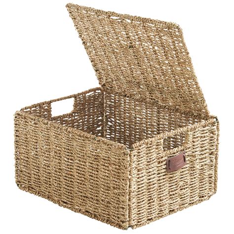 Wicker Storage Baskets With Lids - Vonhaus Set Of 4 Seagrass Wicker Storage Baskets Organizer ...