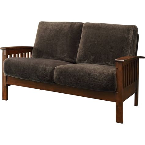 Weston Home Mission Oak Loveseat with Cushions, Dark Brown - Walmart.com - Walmart.com