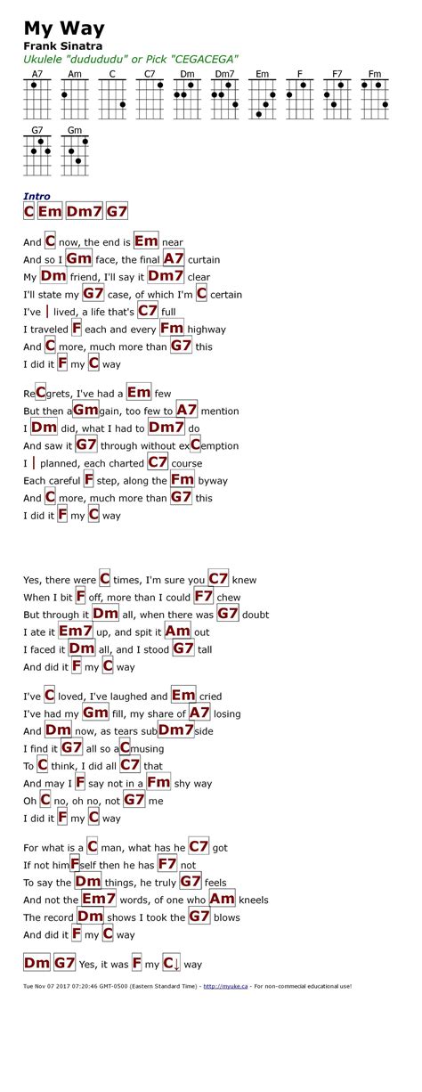 My Way (Frank Sinatra) - http://myuke.ca | Guitar chords for songs ...