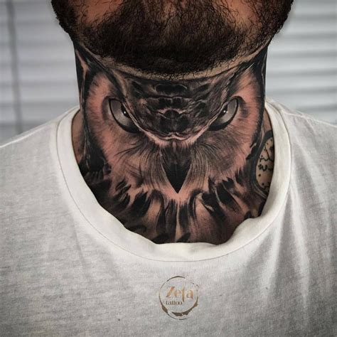 HEAVILY TATTOOED : Photos | Owl neck tattoo, Full neck tattoos, Neck tattoo