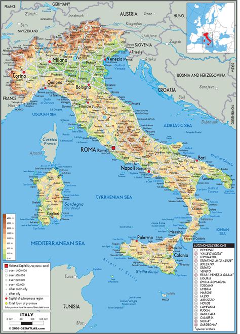 Italy Physical Wall Map by GraphiOgre - MapSales