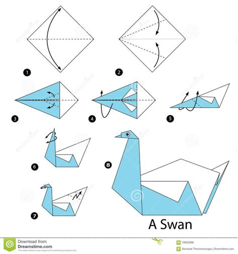 Step By Step Instructions How To Make Origami A Swan. Stock Vector - Illustration of geometri ...