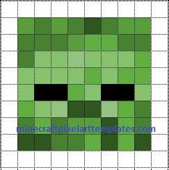 Minecraft Zombie Pixel Art Grid