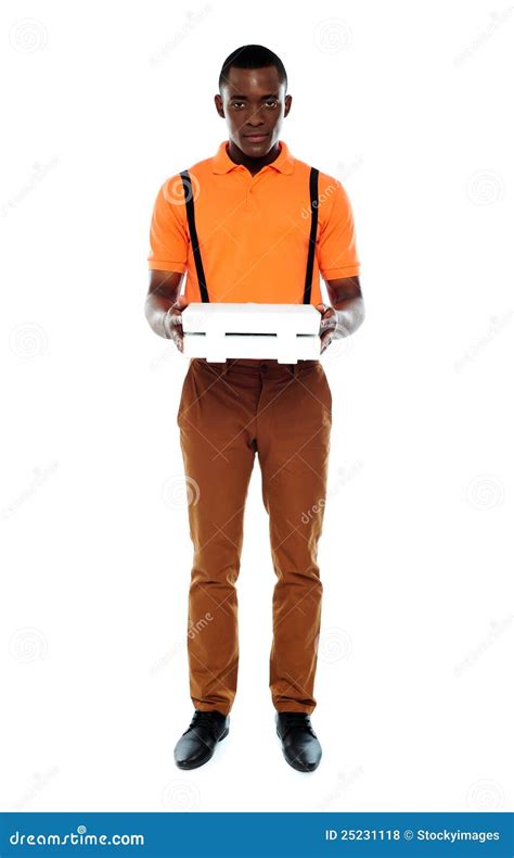 Full Length Portrait of Delivery Boy with Pizza Stock Photo - Image of fresh, length: 25231118