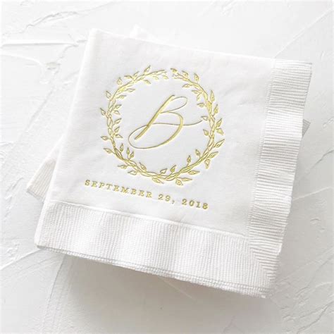 Gold Monogrammed Wedding Cocktail Napkins in 2020 | Wedding cocktail ...