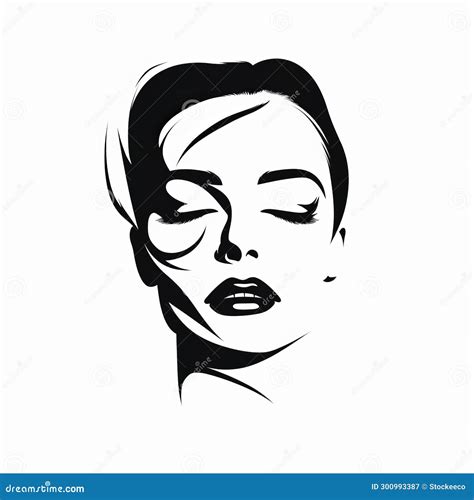 Black and White Retro Pop Art Woman S Face on White Background Stock Illustration - Illustration ...