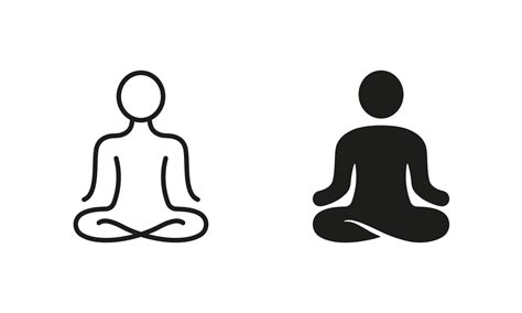 Yoga Position Silhouette and Line Icon Set. Meditate Relax Pictogram. Spiritual Chakra Zen Icon ...