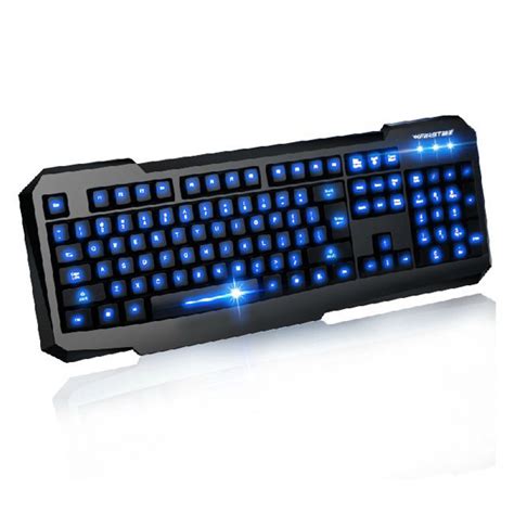 USB Blue LED Illuminated Backlit Wired Gaming Keyboard - US$21.20