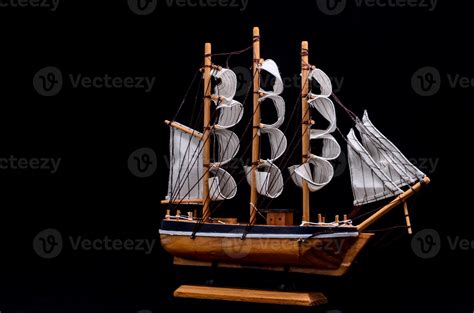 Ship model on black background 18858317 Stock Photo at Vecteezy