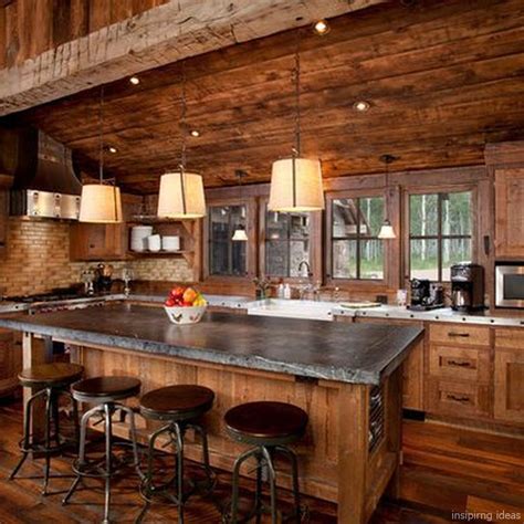 small log cabin kitchen design ideas pictures Cabin kitchen log kitchens rustic amazing ranch ...