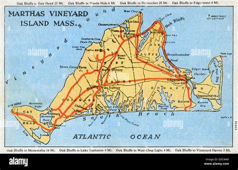 Karte von Martha's Vineyard, Massachusetts, USA. Datum: 1923 ...