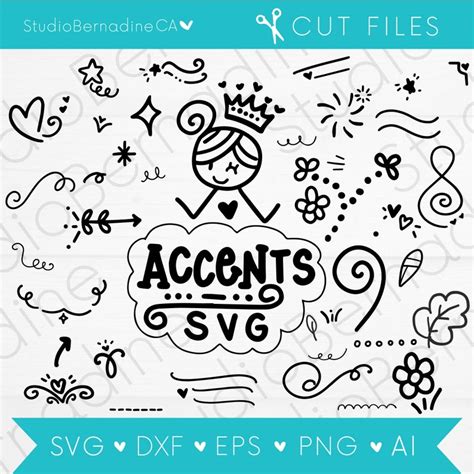 Hand Drawn Accents SVG Decorative Accent Embellishments Set | Etsy